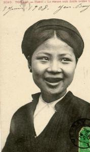 1908 postcard of a women from Tonkin (Hanoi) with blackened teeth